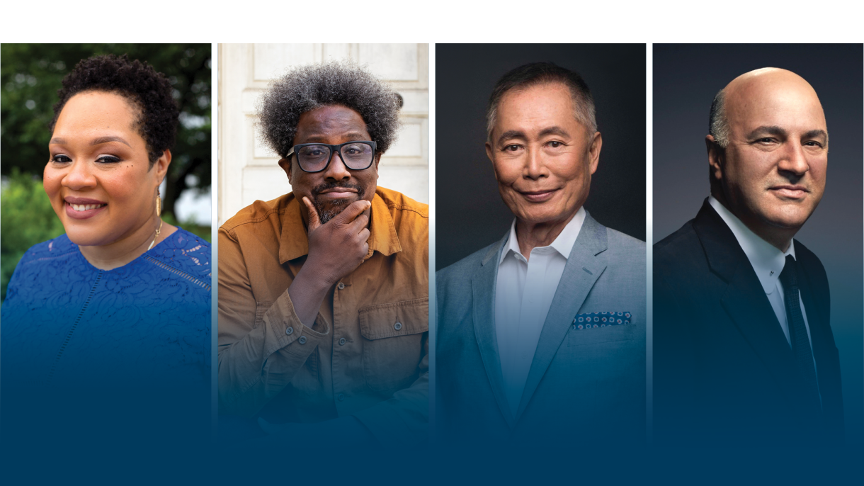 From Left: CNN Correspondent Yamiche Alcindor; comedian, TV host and producer W. Kamau Bell; pioneering actor and social justice activist George Takei; and entrepreneur, investor and Shark Tank panelist Kevin O'Leary
