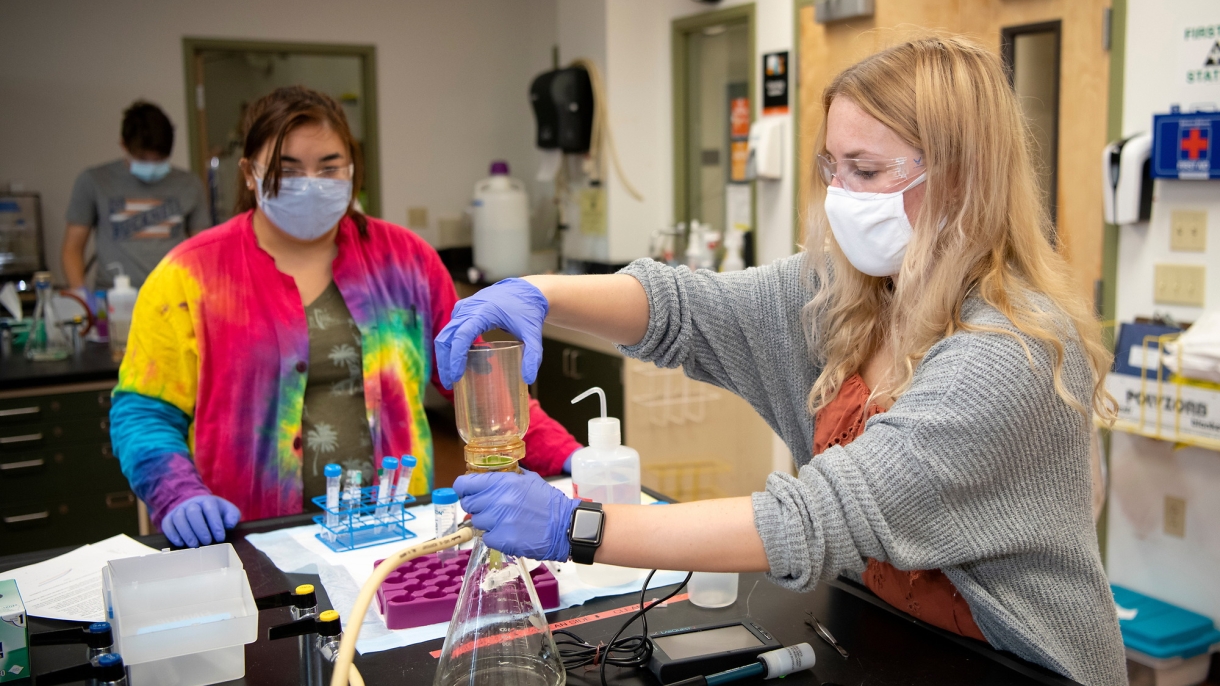 Student working in environmental engineering lab