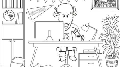 Bucky Working From Home Coloring Sheet