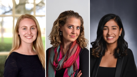 Portraits of Julia Stevens '20, Maren Burling '19 and Soni Madnani '20