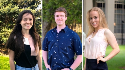 Goldwater winners (from left): Gari Eberly '21, Andrew Champlin '21, and Sara Butler '21
