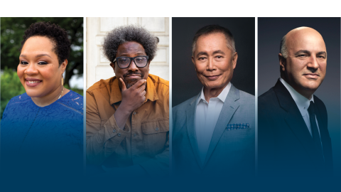 From Left: CNN Correspondent Yamiche Alcindor; comedian, TV host and producer W. Kamau Bell; pioneering actor and social justice activist George Takei; and entrepreneur, investor and Shark Tank panelist Kevin O'Leary