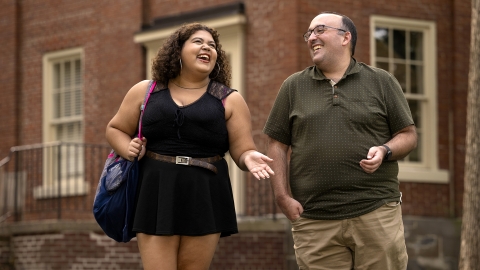 Kaylin Reynolds '27 is helping is walking with a fellow Bucknellian