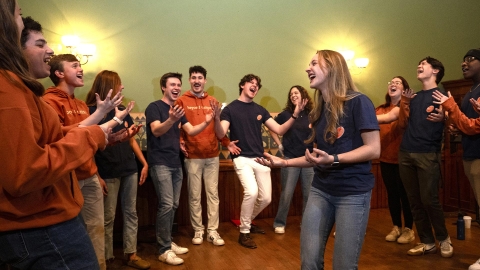 Marlee Olsson '27 with Beyond Unison, a capella group.
