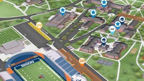 Concept 3D Map with Areas Indicated