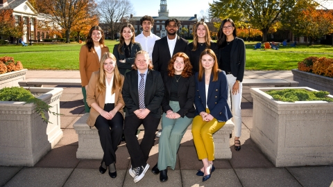 Group photo of Executive Intern students on Malesardi Quad