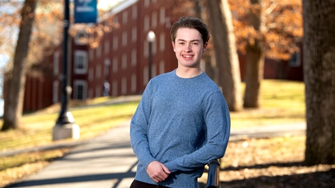 Portrait of student Matt McMullen outside in The Grove