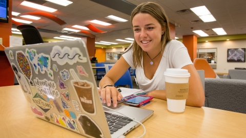 Bucknell student on first day of classes.