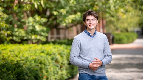 Portrait of Ryan Bremer &#039;22 on Bucknell&#039;s campus