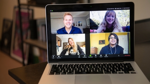 Miranda Williams '22 talks with friends via Zoom.