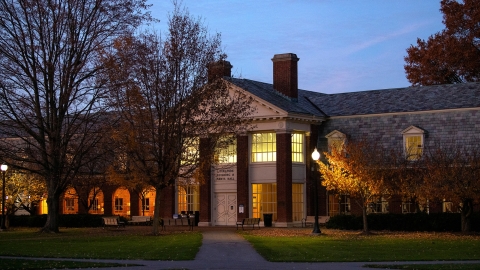 Marts Hall, located on Bucknell&#039;s Malesardi Quad, is home to administrative services like the bursar&#039;s office and the registrar&#039;s office. Photo by Emily Paine, Communications