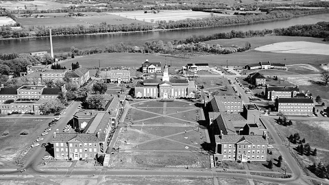 Archival aerial photo of Bucknell University