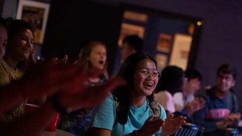 Students enjoying Uptown on campus