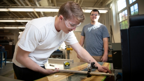 Students working on wakeboard prototype