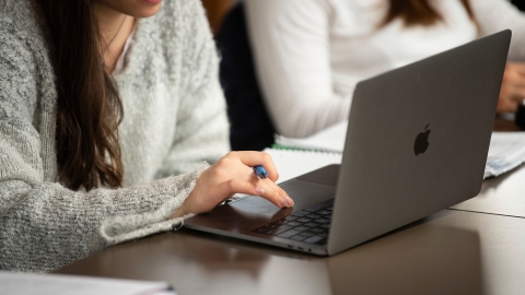 Student working on laptop