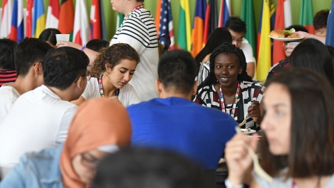 International students during orientation