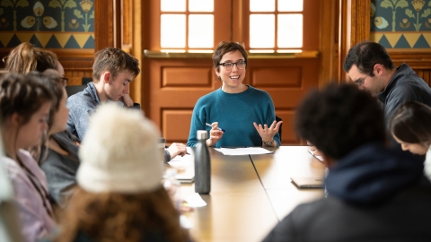 Bucknell University Professor and students in Poetry Workshop