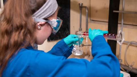 Student in chemistry lab