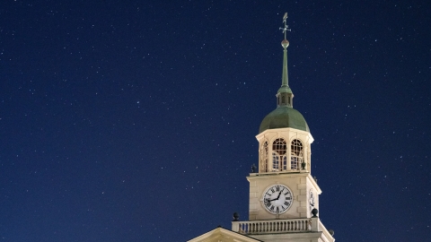 Bertrand Library with stars behind it at night