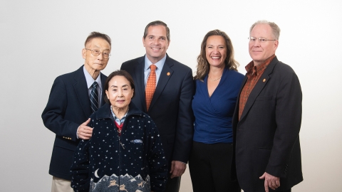 From left, Jai Kim, Yung Kim, Bill Krokowski ’84, Christina Ertel P'10 and Dan Ertel ’84, P’10