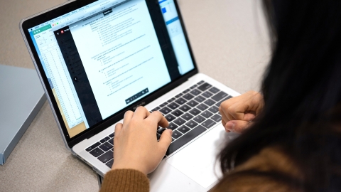 Student using laptop