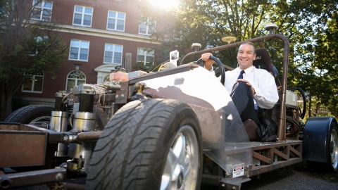 Craig Beal in his car