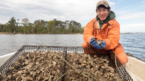 Scott Budden with oysters