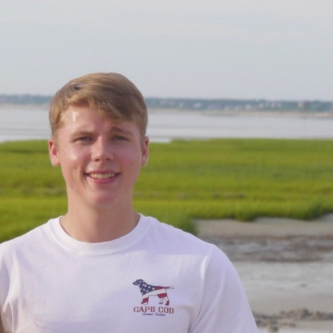 Philip Onffroy '22 stands outside