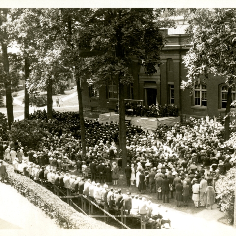Black and white photo of Commencement