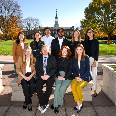 Group photo of Executive Intern students on Malesardi Quad