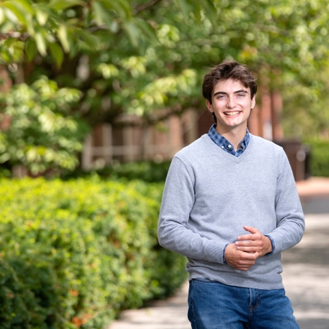 Portrait of Ryan Bremer &#039;22 on Bucknell&#039;s campus