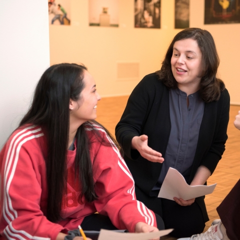 Professor Ramona Fruja with student