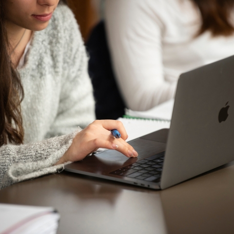 Student working on laptop