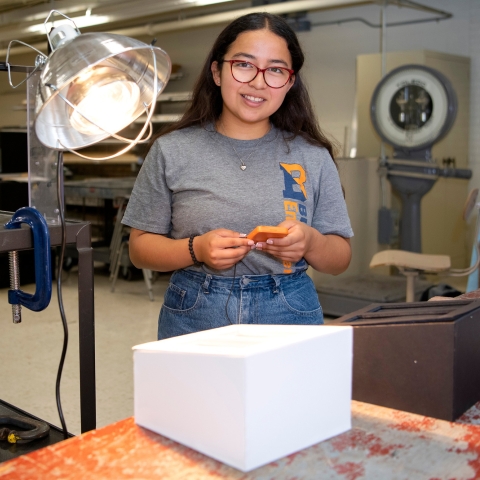 Cindy Cortez in an engineering lab