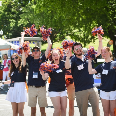 Bucknell Student Ambassadors Cheering with poms