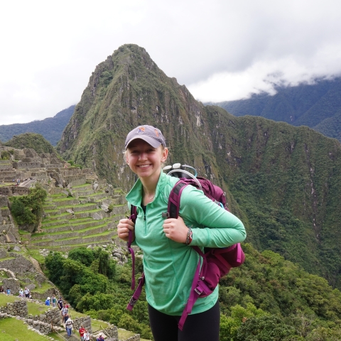 A student hiking Machu Picchu