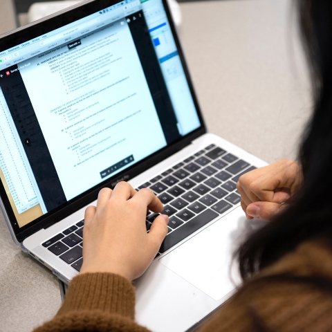 Student using laptop