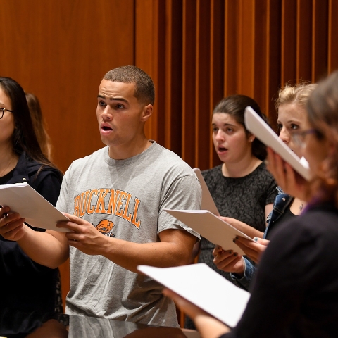 A choir practicing