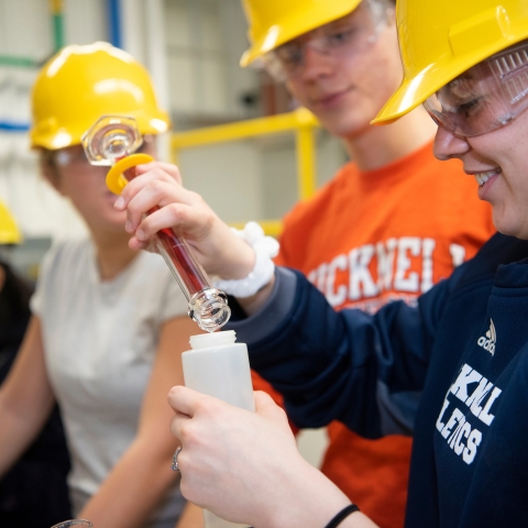 Students in hard hats