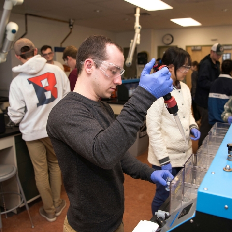 Students in environmental engineering lab