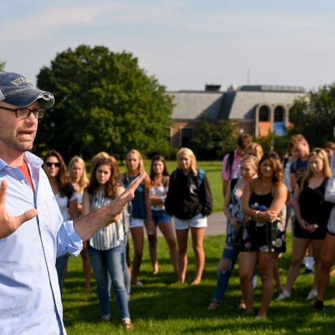 Chris Martine teaching a class outside