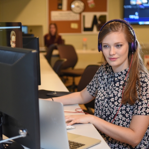 Casey Venema working at a computer