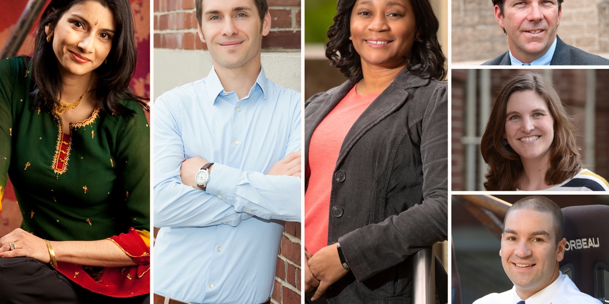 Photos of faculty who&#039;ve received tenure or promotion: Anjalee Despande Hutchinson, Mike Krout, Terri Norton, Eric Martin, Ashli Baker, Craig Beal