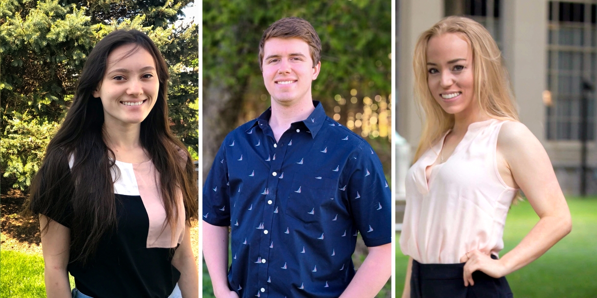 Goldwater winners (from left): Gari Eberly &#039;21, Andrew Champlin &#039;21, and Sara Butler &#039;21