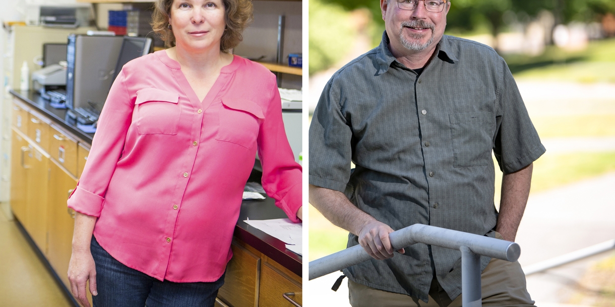 Portraits of professors DeeAnn Reeder and Ken Field