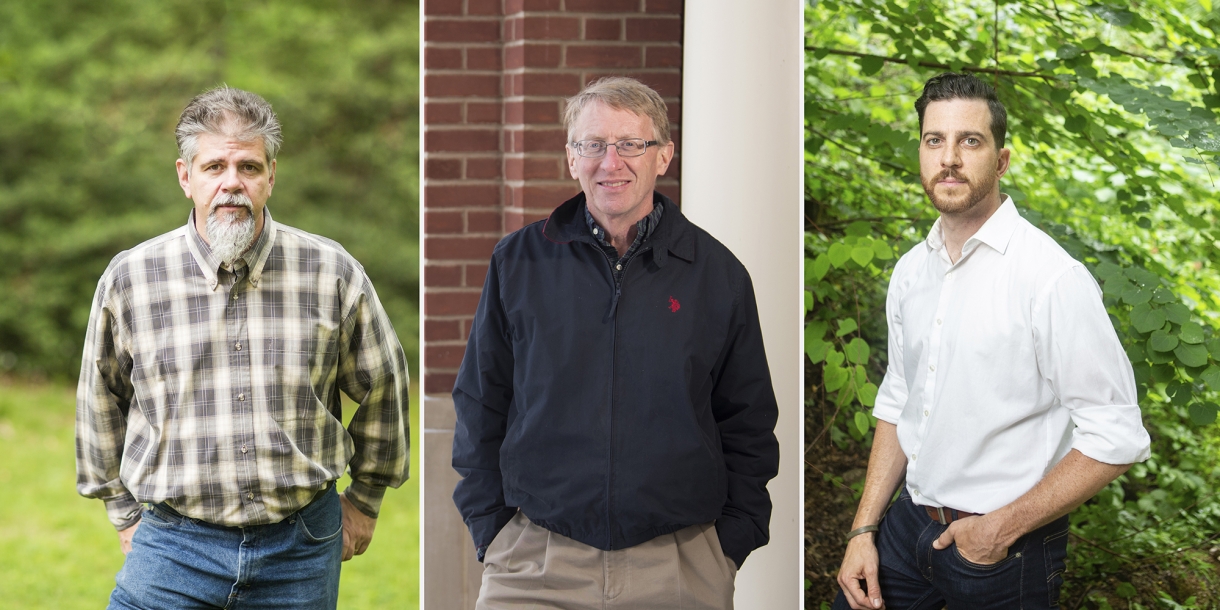 Three portraits of faculty members