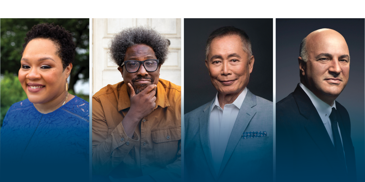 From Left: CNN Correspondent Yamiche Alcindor; comedian, TV host and producer W. Kamau Bell; pioneering actor and social justice activist George Takei; and entrepreneur, investor and Shark Tank panelist Kevin O'Leary