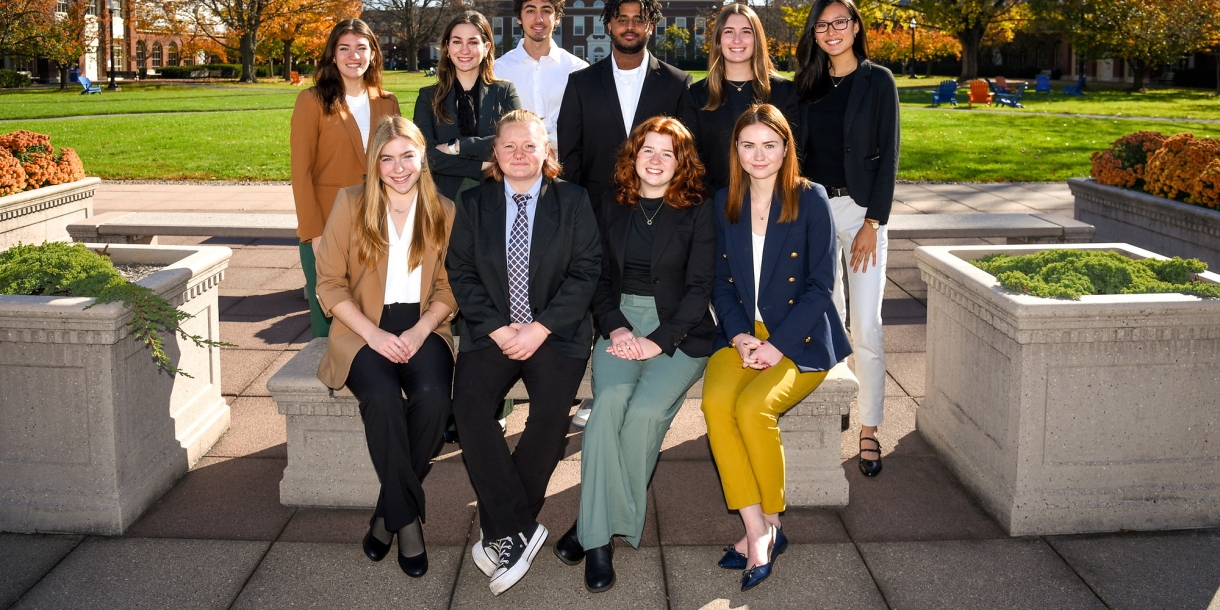 Group photo of Executive Intern students on Malesardi Quad