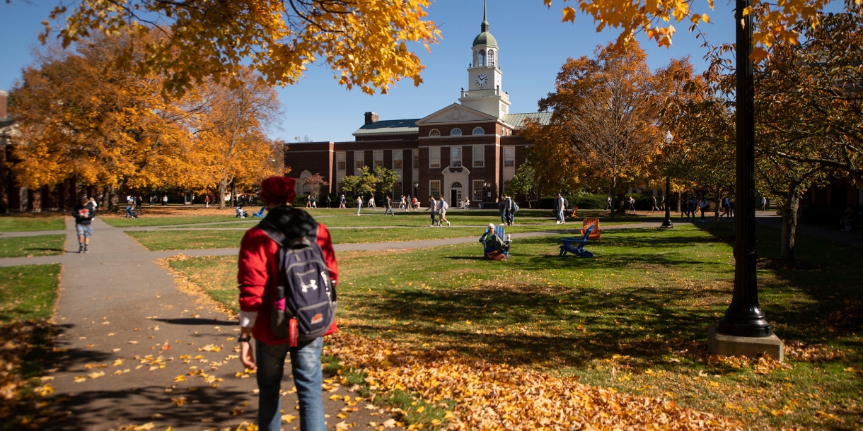 Malesardi Quad and Bertrand Library in Fall