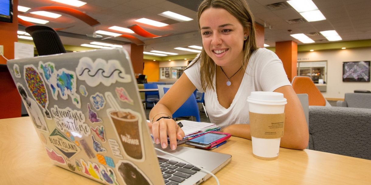 Bucknell student on first day of classes.